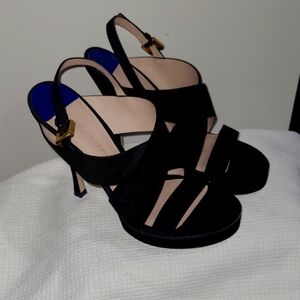 STUART WEITZMAN BLACK STRAPPY Suede  HEELS SIZE 8